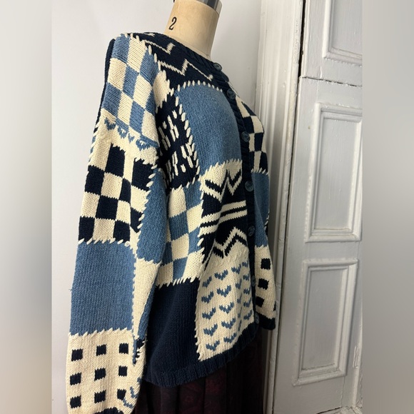 Marsh Landing Navy and Cream Knit Cardigan - Picture 2 of 13